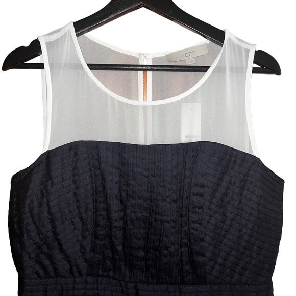 LOFT Midi Dress Black White Size 10 NWT w/flaw‎ - Picture 2 of 12